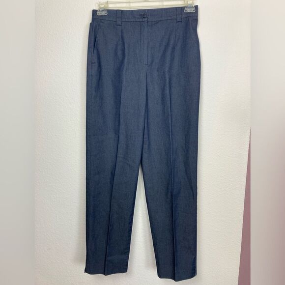 Talbots NWOT dark chambray high waist slim trousers - Picture 2 of 10